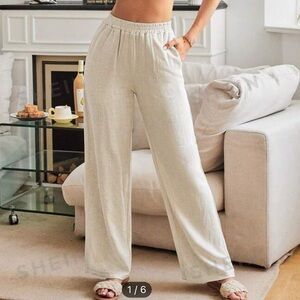 Beige linen pants